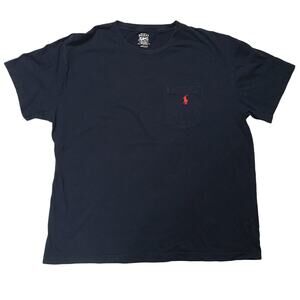 Polo Ralph Lauren Tee‎ Shirt Short Sleeve Navy Blue Logo Men's L Crewneck Cotton